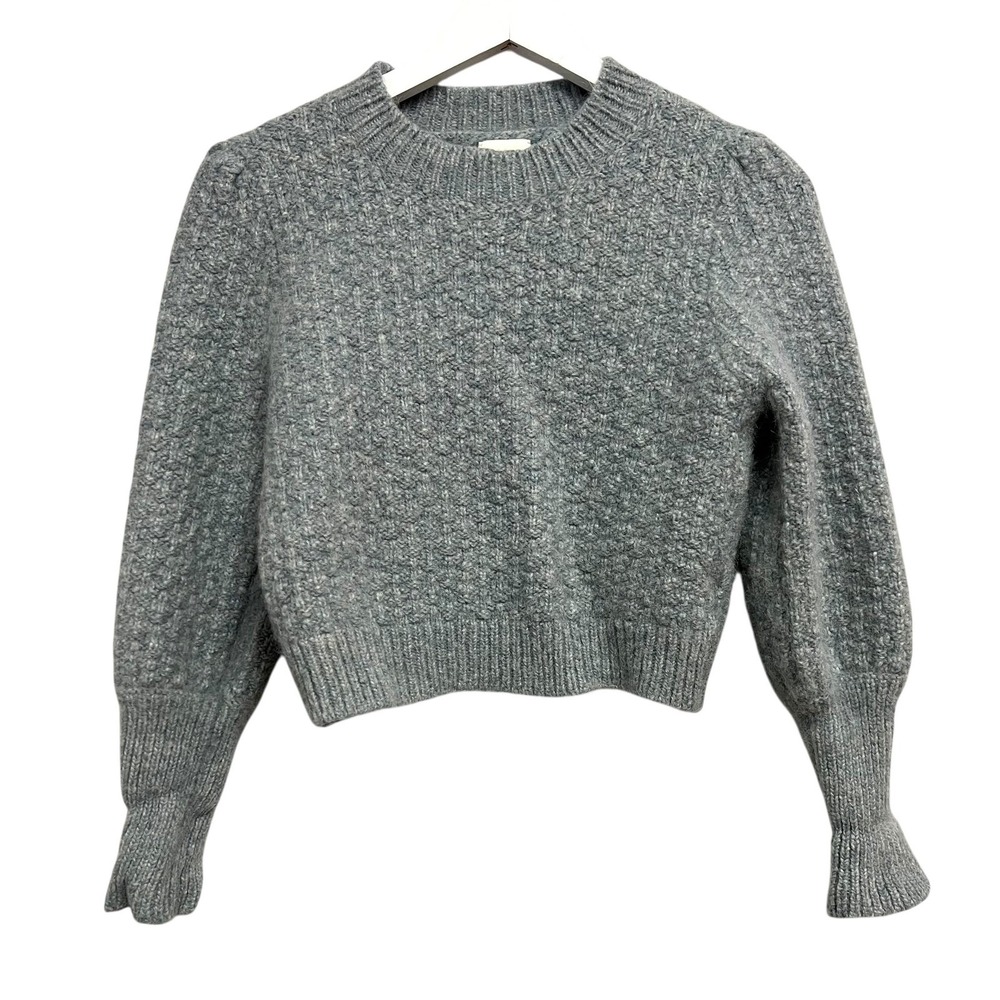 The Westside Sweater Womens Small‎ Blue Baby Alpaca Knit Bell Sleeve Crewneck